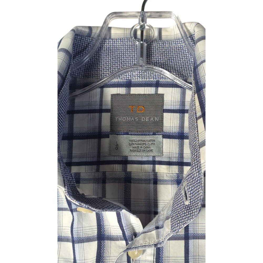 Thomas Dean Men's Long Sleeve Plaid Button-Up Shirt Size L - Picture 4 of 9